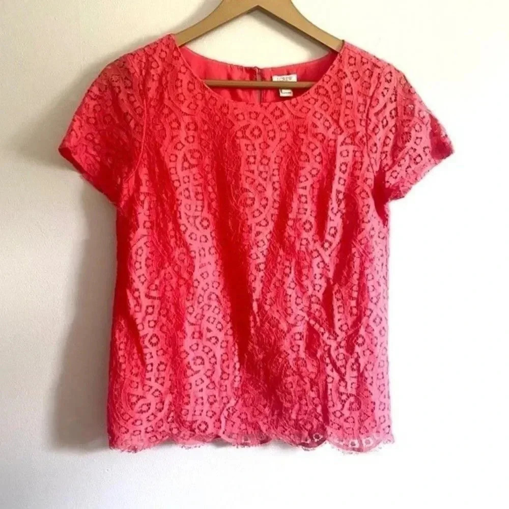 J. Crew Coral Lace Top - Picture 4 of 14